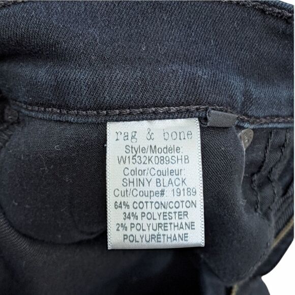 Rag & bone Women's High Rise Shiny Black Jeans Size 25 - Picture 12 of 13